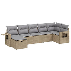 vidaXL Salon de jardin avec coussins 7pcs mélange beige résine tressée