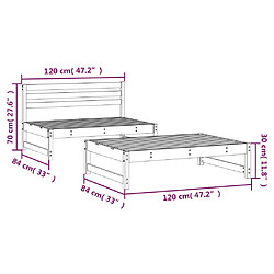 vidaXL Salon de jardin 2 pcs blanc bois de pin massif pas cher