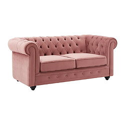 Avis Vente-Unique Canapé 2 places en velours rose pastel CHESTERFIELD