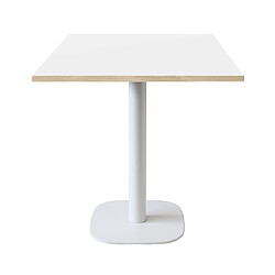 Restootab Table 70x70cm - modèle Round pied blanc blanc chants bois