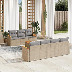 Maison Chic Salon de jardin avec coussins 8 pcs | Ensemble de Table et chaises | Mobilier d'Extérieur beige résine tressée -GKD52532