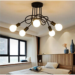 Stoex Luminaire Plafonnier Edison 5 Têtes Metal Fer Industriel Creative Noir , Lampe de suspension Vintage Luminaire E27 Rétro Salle de Salle à Manger Chambre D'hôtel Accueil Accessoires D'éclairage 