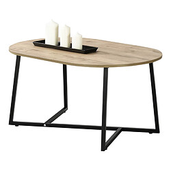 Table Basse Valdemarsvik Ovale 100 x 60 x 47 cm Noir Effet Chêne [en.casa]