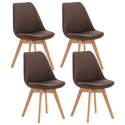 Decoshop26 Lot de 4 chaises de salle à manger cuisine bureau style scandinave en tissu marron pieds en bois CDS10087 