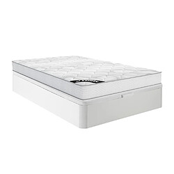 Vente-Unique Ensemble 160 x 200 cm sommier coffre blanc + matelas ressorts ensachés ép.20cm - SONGE de YSMÉE 