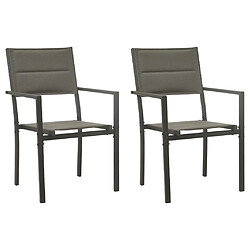 vidaXL Chaises de jardin lot de 2 Textilène acier Gris et anthracite