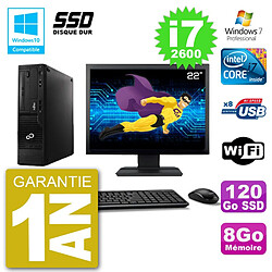 PC Fujitsu Esprimo E500 E85+ DT Ecran 22" i7-2600 RAM 8Go SSD 120Go DVD Wifi W7 - Occasion