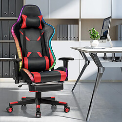 Avis Decoshop26 Chaise gaming fauteuil de bureau hauteur ajustable et dossier inclinable repose pieds inclus rouge 20_0000395