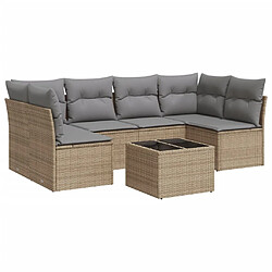 vidaXL Salon de jardin avec coussins 7 pcs beige résine tressée