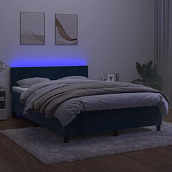 Acheter Maison Chic Lit adulte- Lit + matelas,Sommier à lattes de lit avec matelas LED Bleu foncé 140x200 cm -GKD57542