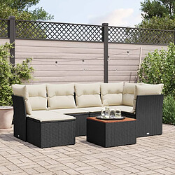 Maison Chic Ensemble Tables et chaises d'extérieur 7pcs avec coussins,Salon de jardin noir résine tressée -GKD851281