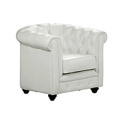 Avis Vente-Unique Fauteuil en simili CHESTERFIELD - Blanc