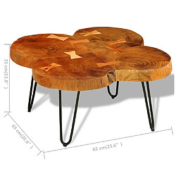 vidaXL Table basse 35 cm 4 troncs Bois pas cher