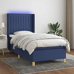 Sommier à lattes,Cadre à lattes de lit pour Adulte matelas et LED Bleu 90x190 cm Tissu -MN80504