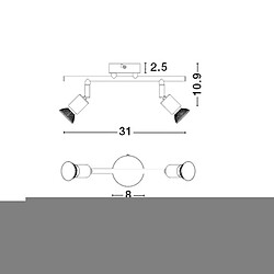 NOVA LUCE Plafonnier BASE Rouille LED GU10 2x5 W