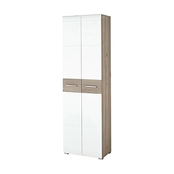 Mes Armoire 2 portes 59x37x197 cm blanc et chêne - MALOY