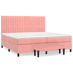 vidaXL Sommier à lattes de lit avec matelas Rose 200x200 cm Velours