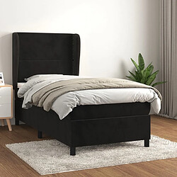 Maison Chic Structures de lit + matelas,Lit à sommier tapissier et matelas pour Chambre Noir 80x200 cm Velours -MN90368