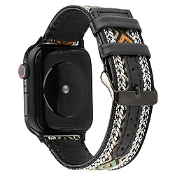 Wewoo Pour Apple Watch Séries 5 et 4 Bracelet en cuir véritable de style ethnique de 38mm / 3 & 2 & 1 de 38mm Retro 