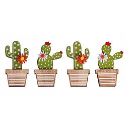 Rayher 4 autocollants en bois Cactus 6,5 cm