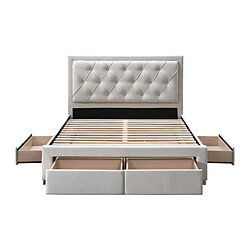 Acheter Vente-Unique Lit avec tiroirs 140 x 190 cm - Tissu - Beige + Matelas - LEOPOLD