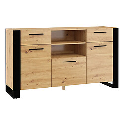 Bestmobilier Donnely - buffet bas - bois et noir - 155 cm