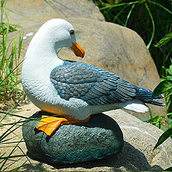 Résine Artisanat Seagull Statue Jardin Pelouse Ornement Animal Sculpture Assis