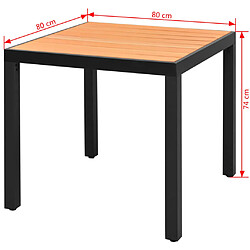 Avis vidaXL Table de jardin Marron 80 x 80 x 74 cm Aluminium et WPC