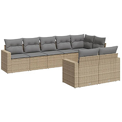 vidaXL Salon de jardin avec coussins 8 pcs beige résine tressée