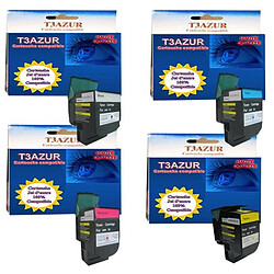 T3Azur 4 Toners Lexmark C540n / C543dn - Compatible 