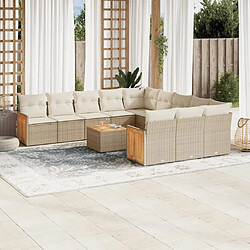 vidaXL Salon de jardin avec coussins 12 pcs beige résine tressée 