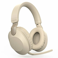 Casque Bluetooth Stéréo Musique Casque De Jeu Sans Fil Pliable Externe Avec Microphone Beige