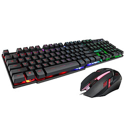 Clavier de Gaming et Souris,LED Rétro-éclairage Arc en Ciel Luminosités de Couleurs Clavier Filaire USB Gamer et Souris 