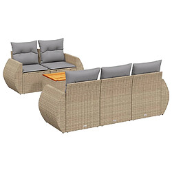 vidaXL Salon de jardin avec coussins 6 pcs beige résine tressée