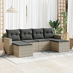 vidaXL Salon de jardin 6 pcs avec coussins gris clair résine tressée 