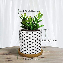 Avis BESTA 4PCS Pot de Fleur, Mini Pots de Plantes Succulentes en Céramique avec Plateau en Bambou pour Petites Plantes Fleurs Cactus Décorations pour la Maison Décor