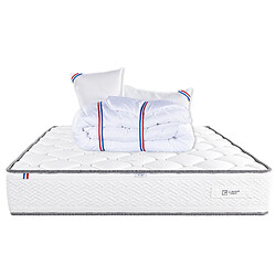 LUXURY LITERIE Matelas 160x200 cm, Iris, 20 cm, mémoire de forme, ferme, face été/hiver + 2 oreillers + couette 