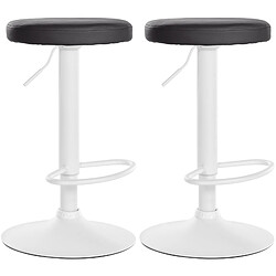 Decoshop26 Lot de 2 tabourets de bar design simple avec assise en synthétique noir et cadre métal blanc TDB10682 