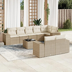 Maison Chic Salon de jardin avec coussins 9 pcs, Ensemble Tables et chaises de jardin, beige résine tressée -GKD304666