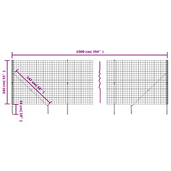 Acheter vidaXL Clôture en treillis métallique et piquet d'ancrage vert 1,4x10m