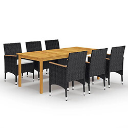 Maison Chic Ensemble de salle à manger de jardin 7 pcs,Table et chaises d'extérieur Noir -GKD285553