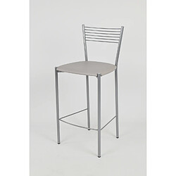 Tommychairs - Set 2 tabourets de bar Elegance, Solide Structure en Acier peindré Aluminium et Assise en Cuir Artificial Gris Clair