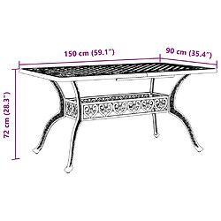 vidaXL Table de jardin noir 150x90x72 cm aluminium coulé pas cher