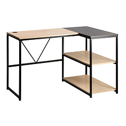 But Bureau d'angle réversible avec ports USB CENTURY noir et imitation chêne