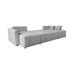 Mes Canapé U convertible 308 cm en velours côtelé gris clair - ALESIO pas cher