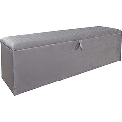 Vivenla Banc bout de lit coffre avec rangement coloris gris design en velours L. 150 x P. 41 x H. 45 cm collection GENEVA