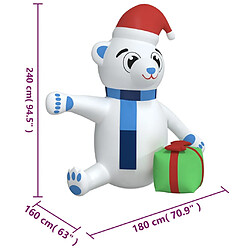 vidaXL Ours en peluche gonflable de Noël à LED 240 cm pas cher