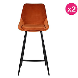 Lot de 2 Chaises Plan de Travail Velours Orange et Métal Kari KosyForm