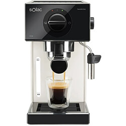 SOLAC Squissita Easy Ivory - Machine a expresso - 1050W - 20 bars - Pompe italienne - Systeme Double Cream - Noir et Ivoire