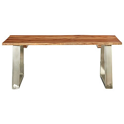 Maison Chic Table basse,Table Console Table d'appoint, Table pour salon 100x60x40 cm Bois d'acacia et acier inoxydable -MN20661